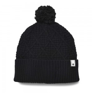 Black Men's Black Diamond Cable Cuff Pom Beanie | IZ830335