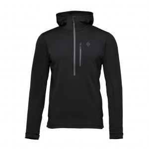 Black Men's Black Diamond Coefficient Quarter Zip Fleece Hoodie | AK545073