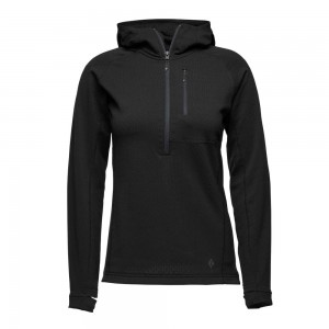 Black Women's Black Diamond Coefficient Quarter Zip Fleece Hoodie | MO136074