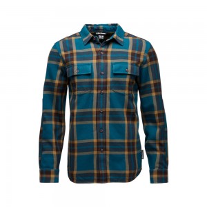 Blue Men's Black Diamond Project Twill Long Sleeve Shirts | BO106165