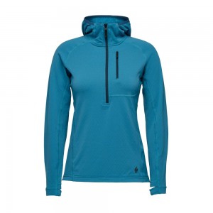 Blue Women's Black Diamond Coefficient Quarter Zip Fleece Hoodie | BB370546