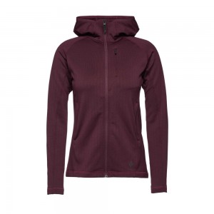 Burgundy Women's Black Diamond Factor Hoody Jackets | NI482951