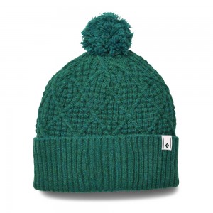 Green Women's Black Diamond Cable Cuff Pom Beanie | RY025249