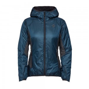 Navy Women's Black Diamond Vision Hybrid Hoody Jackets | QN394885