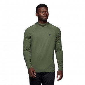 Olive Men's Black Diamond Alpenglow Hoodie | UV275131