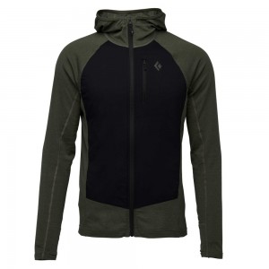 Olive Men's Black Diamond Coefficient LT Hybrid Hoody Jackets | OR843302