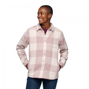 Pink Women's Black Diamond Project Lined Flannel Shirts | QI767051