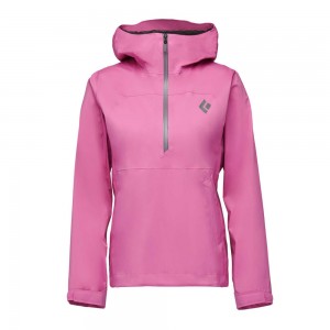 Pink Women's Black Diamond Stormline Stretch Anorak Rain Shell Hoodie | BH586532