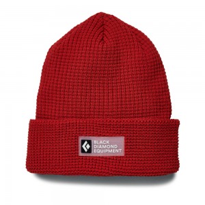 Red Men's Black Diamond Double Waffle Beanie | AV129501