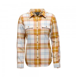 Yellow Women's Black Diamond Project Twill Long Sleeve Shirts | ON418076