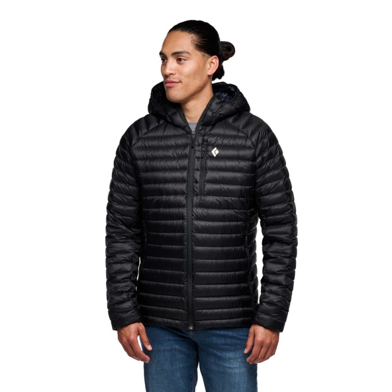 Black Men's Black Diamond Approach Hoody Down Jackets | NQ957573