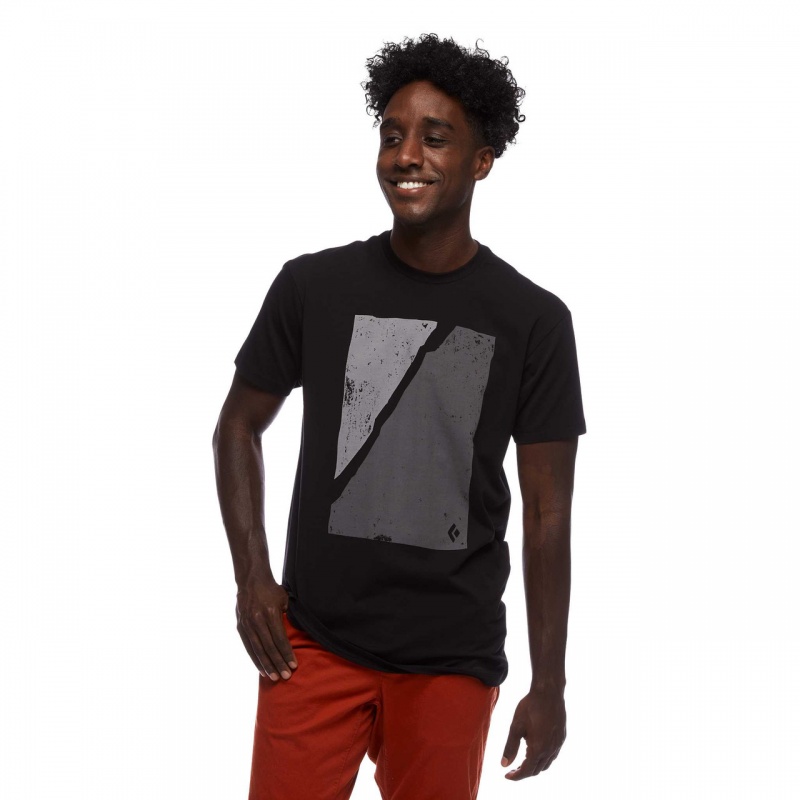 Black Men's Black Diamond Block Print Mountain T Shirts | XK875715