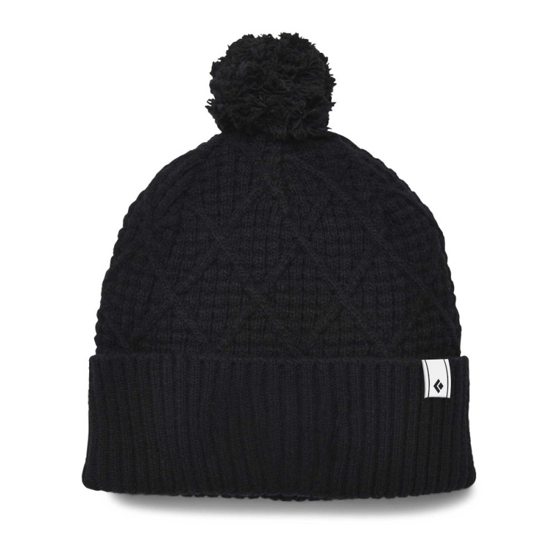 Black Men\'s Black Diamond Cable Cuff Pom Beanie | IZ830335