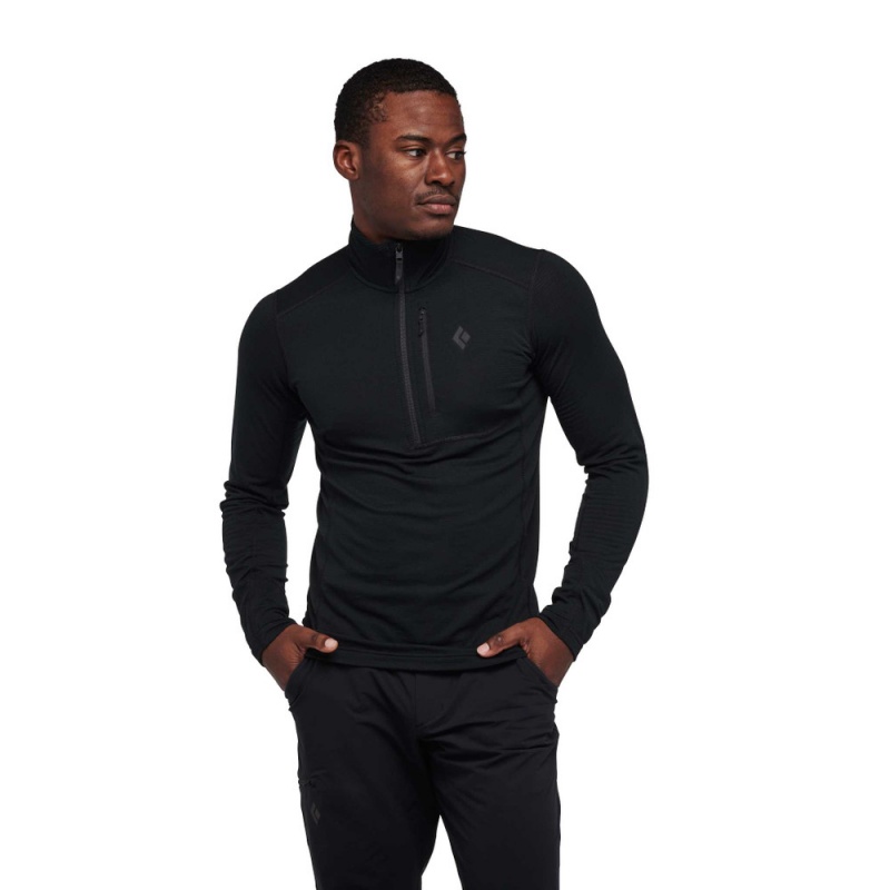 Black Men's Black Diamond Coefficient LT Quarter Zip Pullover | JB321290