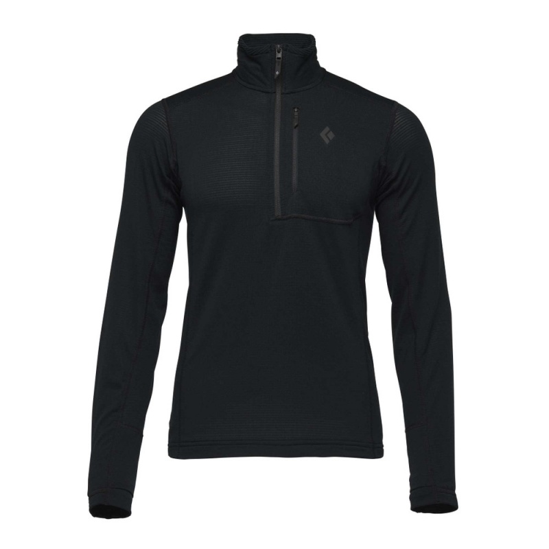 Black Men\'s Black Diamond Coefficient LT Quarter Zip Pullover | JB321290