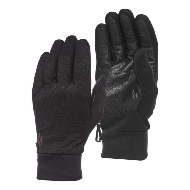 Black Men\'s Black Diamond HeavyWeight WoolTech Liner Gloves | UP811007