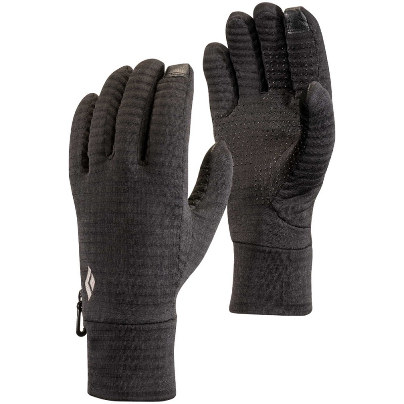 Black Men\'s Black Diamond LightWeight GridTech Fleece Gloves | DF344282