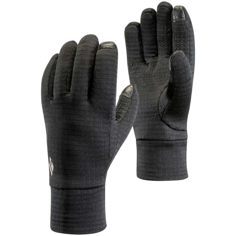 Black Men\'s Black Diamond MidWeight GridTech Fleece Gloves | AJ853446