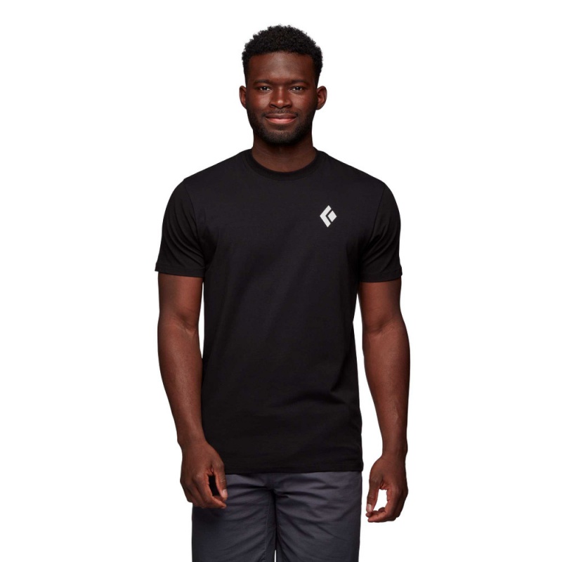 Black Men's Black Diamond Mountain Badge T Shirts | ZX750717