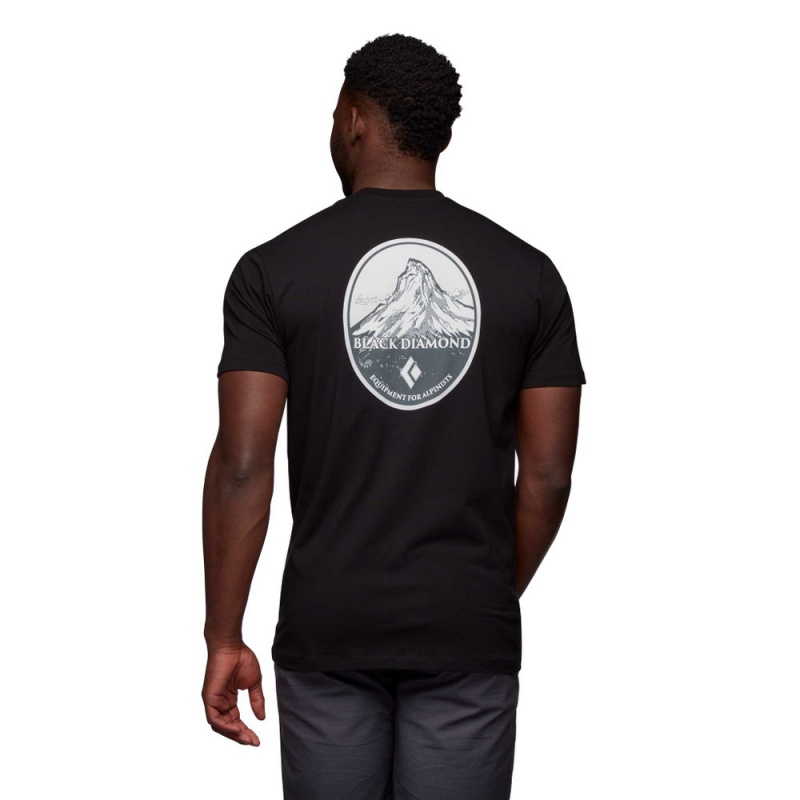 Black Men's Black Diamond Mountain Badge T Shirts | ZX750717