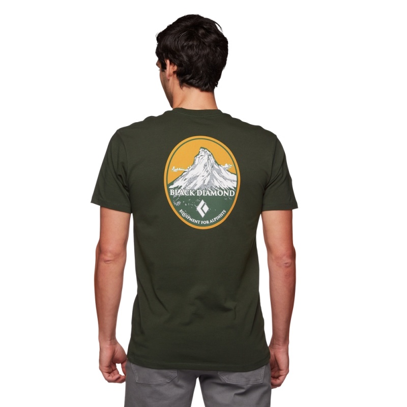 Black Men's Black Diamond Mountain Badge T Shirts | DX025859