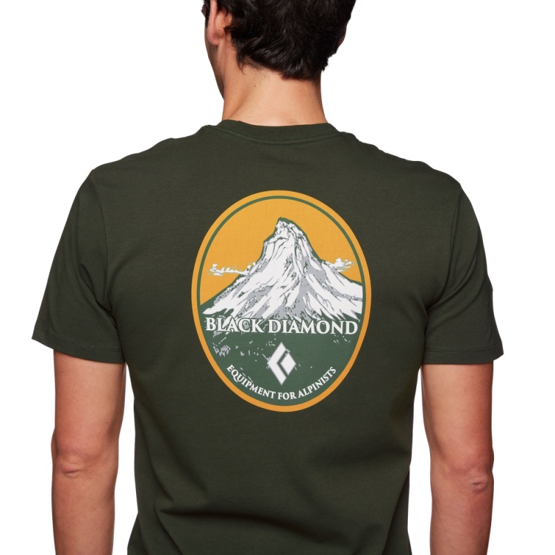 Black Men's Black Diamond Mountain Badge T Shirts | DX025859