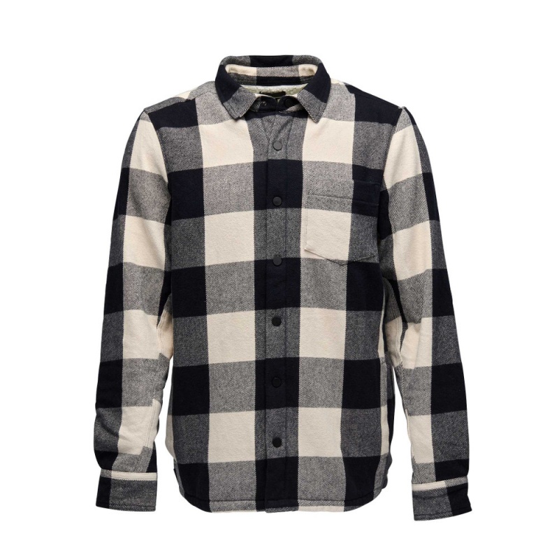 Black Men\'s Black Diamond Project Lined Flannel Shirts | WY176827