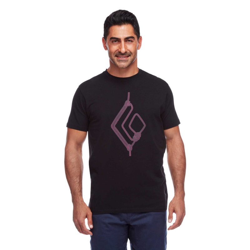 Black Men's Black Diamond Rope Diamond T Shirts | NO665935