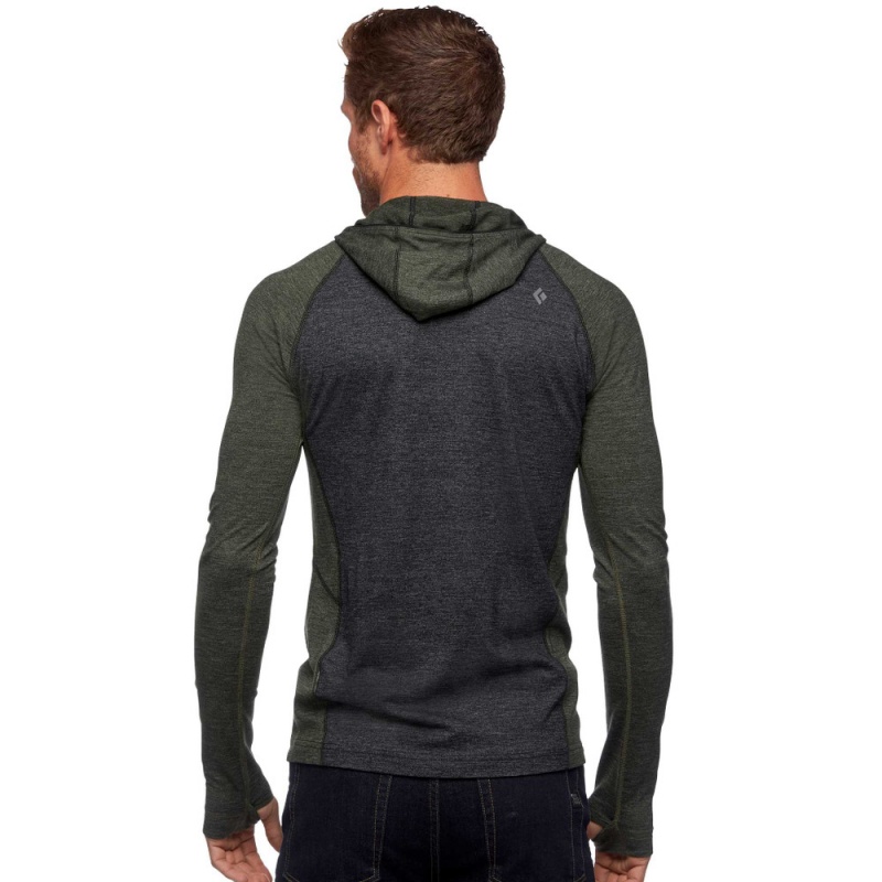 Black Men's Black Diamond Solution 150 Merino Crew Half Zip Hoody Base Layer Tops | SX399117