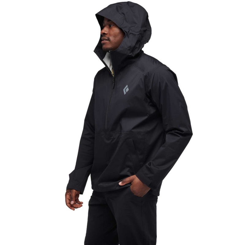 Black Men's Black Diamond Stormline Stretch Anorak Rain Shell Jackets | VN070550