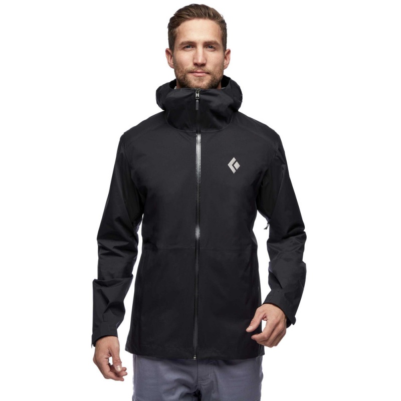 Black Men's Black Diamond Stormline Stretch Rain Shell Jackets | ER956697