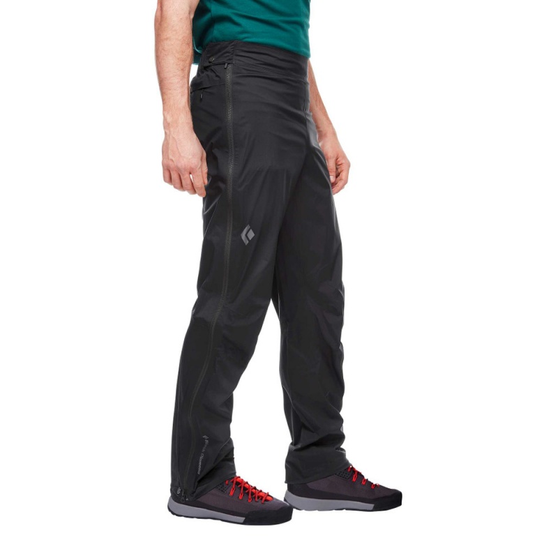 Black Men's Black Diamond Stormline Stretch Full Zip Rain Pants | ZA982589