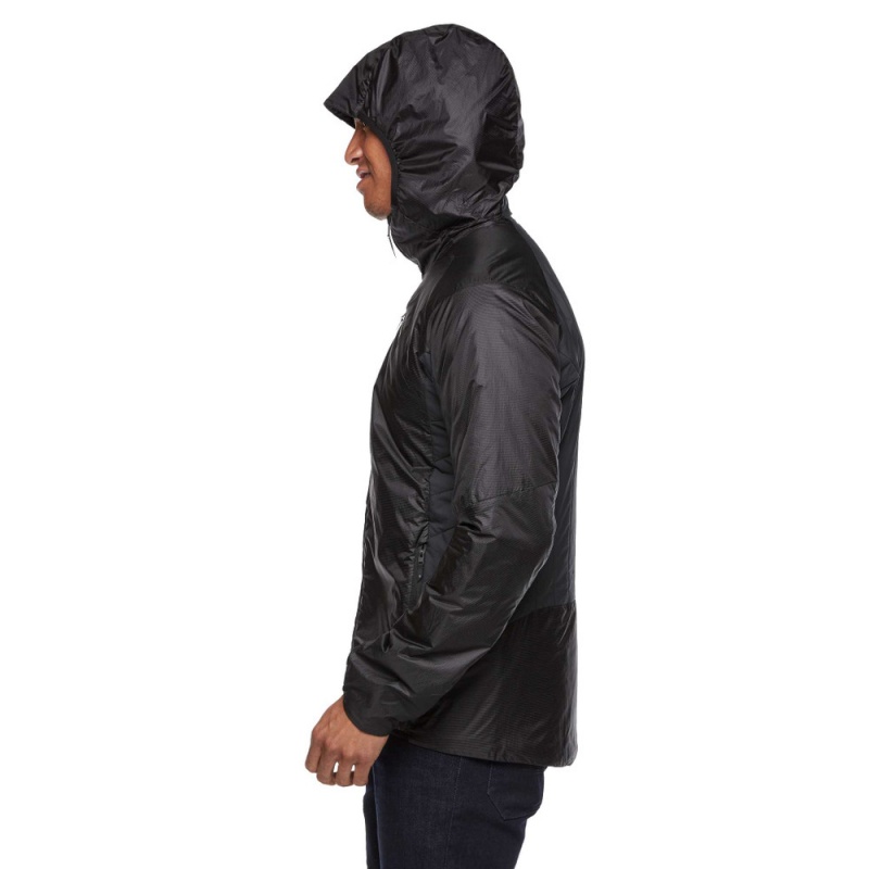 Black Men's Black Diamond Vision Hybrid Hoody Jackets | OQ811806