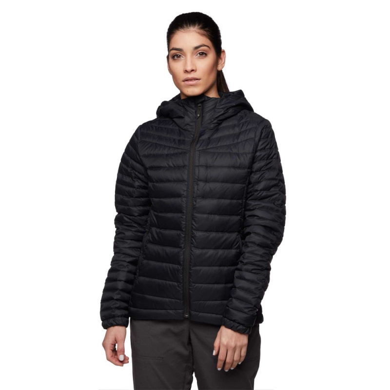 Black Women's Black Diamond Access Hoody Down Jackets | MG052196