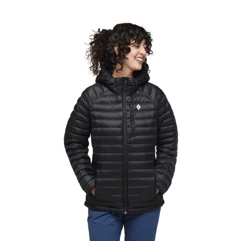 Black Women's Black Diamond Approach Hoody Down Jackets | AS023007