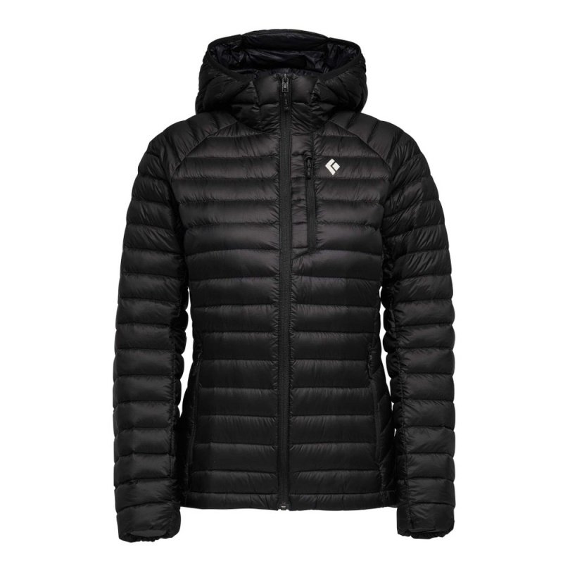 Black Women\'s Black Diamond Approach Hoody Down Jackets | AS023007