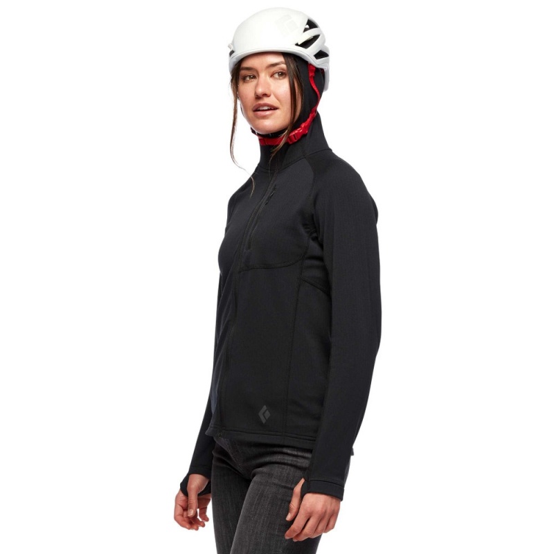 Black Women's Black Diamond Coefficient Hoody Jackets | MM072501