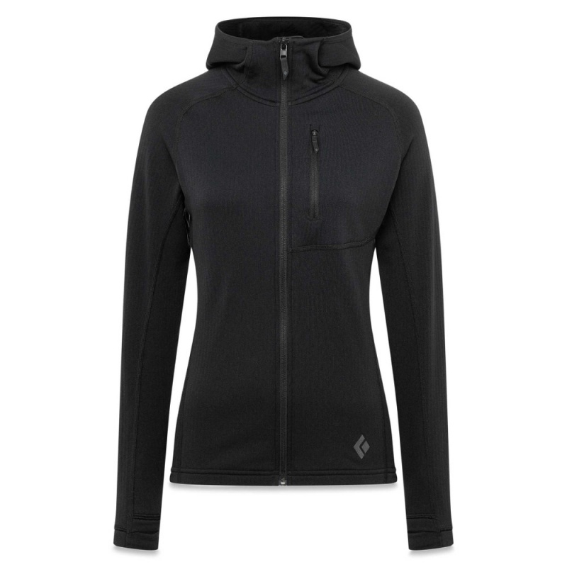 Black Women\'s Black Diamond Coefficient Hoody Jackets | MM072501