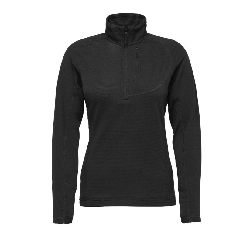 Black Women\'s Black Diamond Coefficient LT Quarter Zip Pullover | MM181930