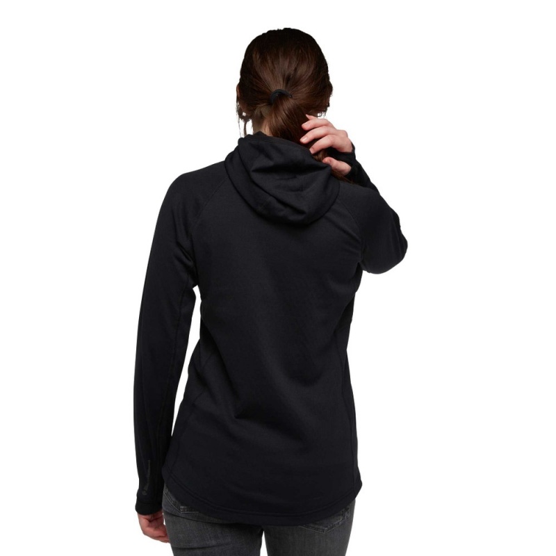 Black Women's Black Diamond Coefficient Quarter Zip Fleece Hoodie | MO136074