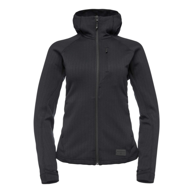 Black Women\'s Black Diamond Factor Hoody Jackets | NY693648