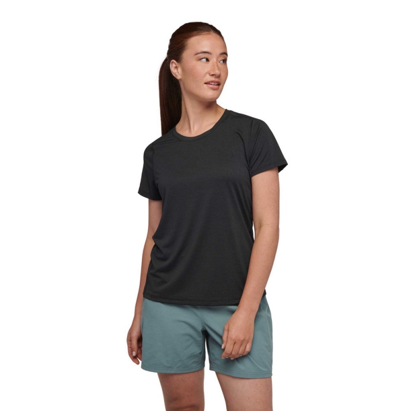 Black Women's Black Diamond Lightwire Short Sleeve Tech T Shirts | GS177139