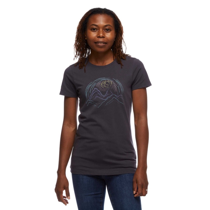 Black Women's Black Diamond Summit Scribble T Shirts | NZ610761