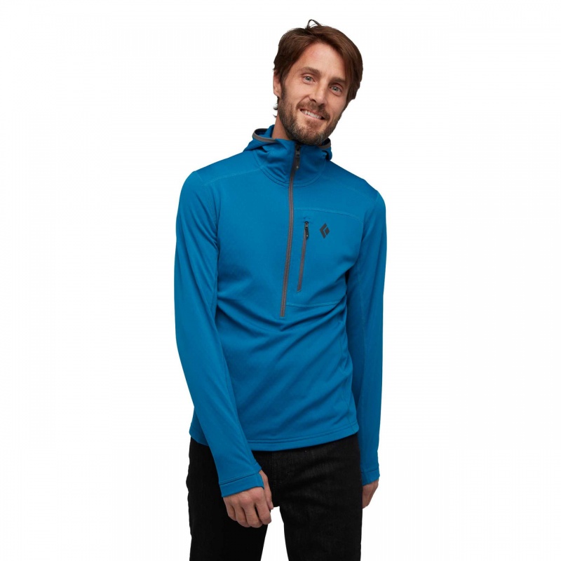 Blue Men's Black Diamond Coefficient Quarter Zip Fleece Hoodie | WX086137