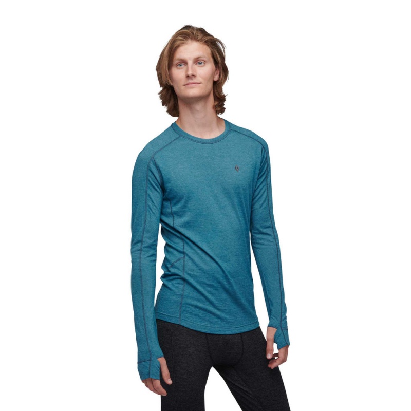 Blue Men's Black Diamond Solution 150 Merino Crew Base Layer Tops | DN611386