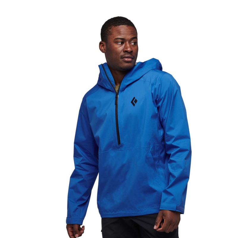 Blue Men's Black Diamond Stormline Stretch Anorak Rain Shell Jackets | JD295106