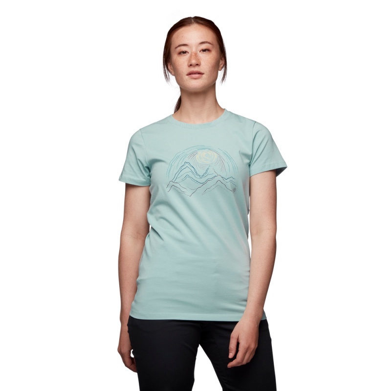 Blue Women's Black Diamond Summit Scribble T Shirts | MI337861