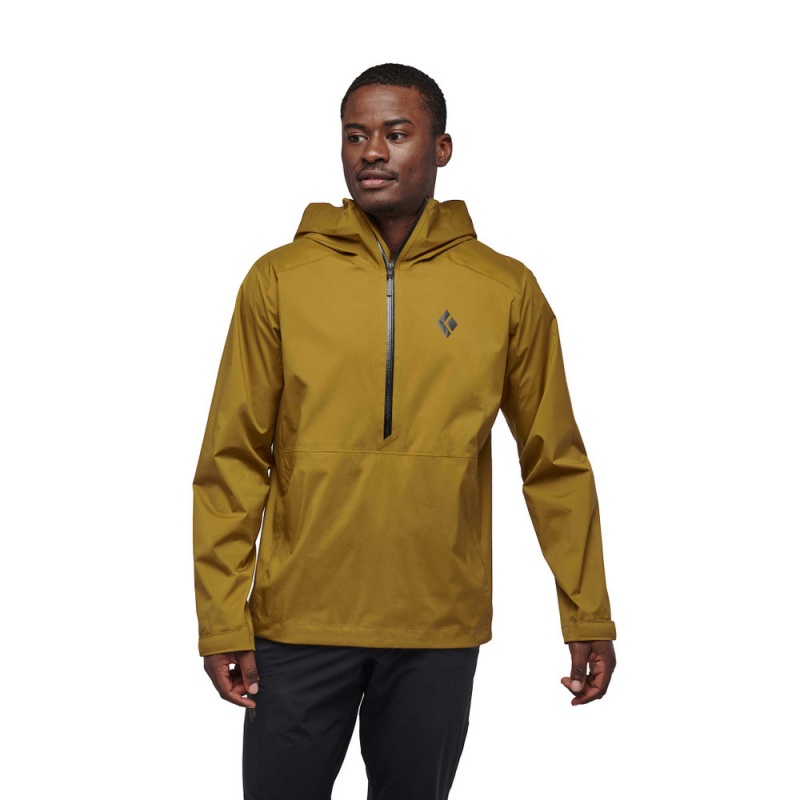 Brown Men's Black Diamond Stormline Stretch Anorak Rain Shell Jackets | LF065903