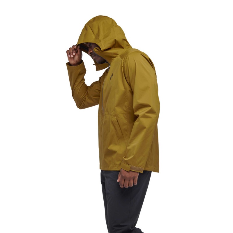 Brown Men's Black Diamond Stormline Stretch Anorak Rain Shell Jackets | LF065903