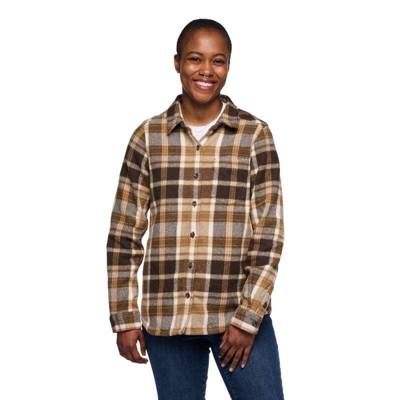 Brown Women's Black Diamond Project Heavy Flannel Shirts | ES160304